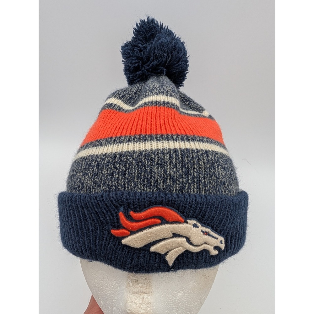 Forty Seven Brand Denver Broncos NFL Knit Pom Beanie Hat Navy Blue Orange Grey